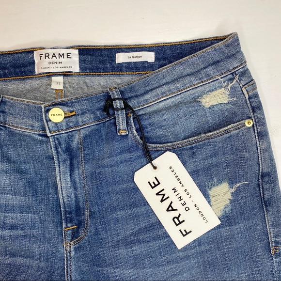 FRAME Le’Garcon Distressed Raw Hem Boyfriend Jean - Picture 2 of 5